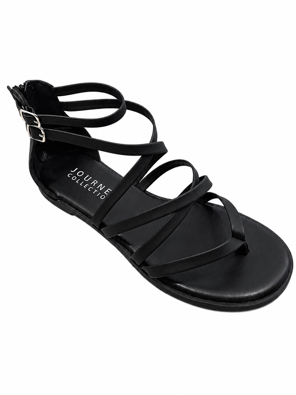 Journee Collection Zailie Gladiator Flat Sandals Womens 8M Black